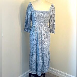 Madewell Blue Floral Maxi Cotton Dress Small